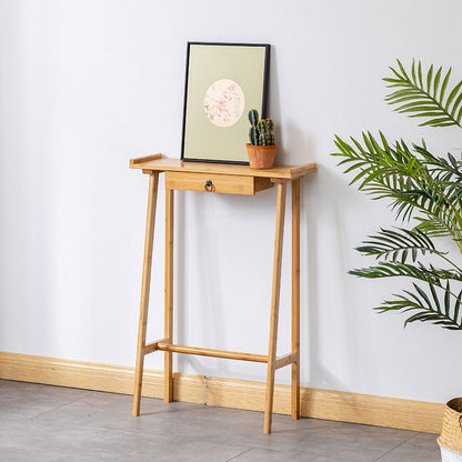 Traditional Chinese Rectangular Bamboo Console Table 1-Drawer For Living Room & Entryway