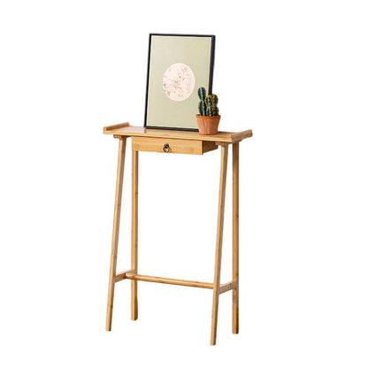 Traditional Chinese Rectangular Bamboo Console Table 1-Drawer For Living Room & Entryway