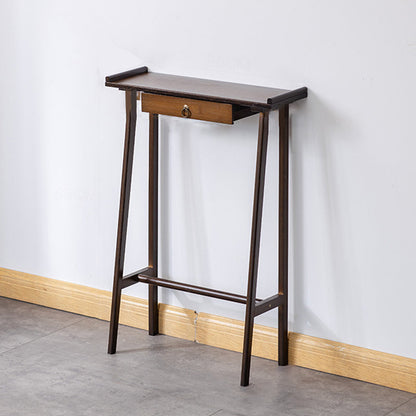 Traditional Chinese Rectangular Bamboo Console Table 1-Drawer For Living Room & Entryway
