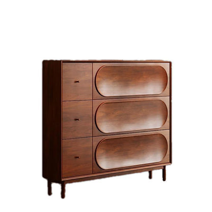 Contemporary Retro Rectangular Solid Wood Solid Wood Plywood Shoe Storage 3-Cabinet For Entryway