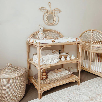 Contemporary Nordic Rectangular Genuine Rattan Weaving Kids Display Rack 3-Tier For Living Room