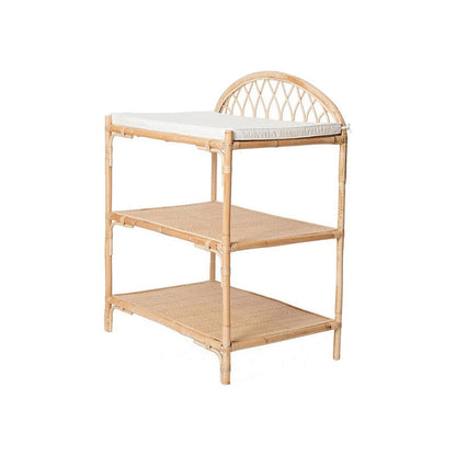 Contemporary Nordic Rectangular Genuine Rattan Weaving Kids Display Rack 3-Tier For Living Room
