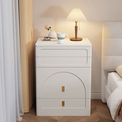 Modern Minimalist Rectangular MDF Tempered Glass Faux Leather Makeup Vanity & Vanity Stool Set With Mirror 3-Drawer For Bedroom
