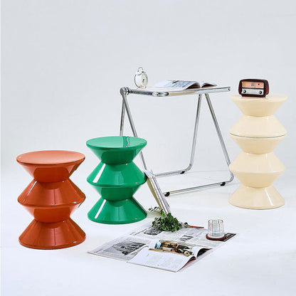 Modern Minimalist Hourglass-Shaped Round PP Side Table 1-Tier For Living Room & Bedroom