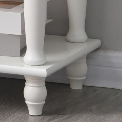Traditional French Rectangular Turned Legs Solid Wood End Table 2-Tier For Bedroom & Living Room