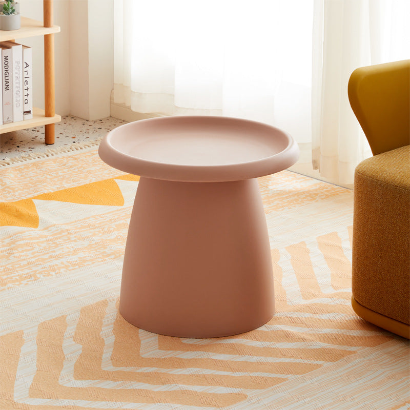 Modern Minimalist Round Mushroom-Shaped PP Coffee Table 1-Tier For Living Room