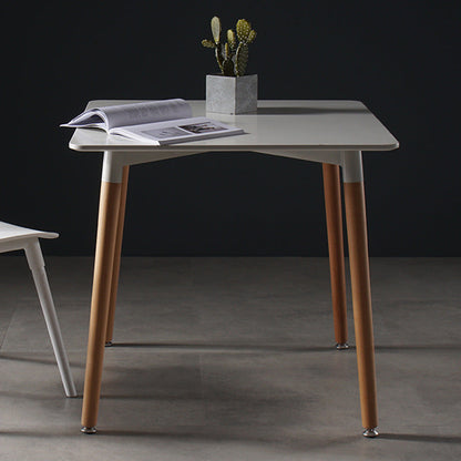 Modern Minimalist Square MDF Beech Wood Dining Table For 4 Seats - For Small Space