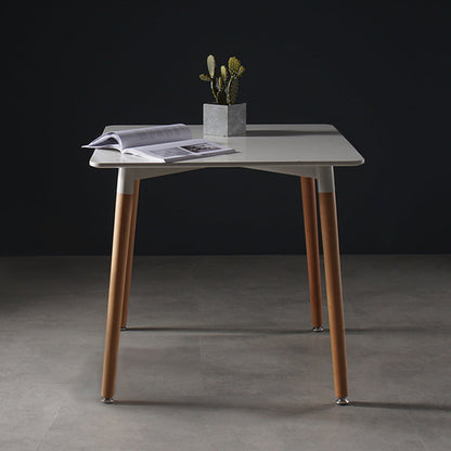 Modern Minimalist Square MDF Beech Wood Dining Table For 4 Seats - For Small Space