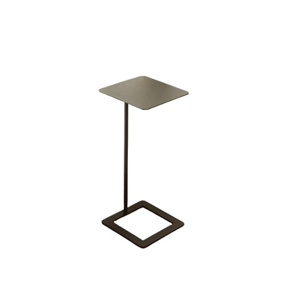 Modern Minimalist Square Rounded-Corner Wrought Iron Side Table 1-Tier For Living Room