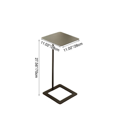 Modern Minimalist Square Rounded-Corner Wrought Iron Side Table 1-Tier For Living Room