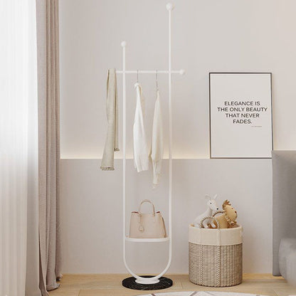 Modern Minimalist Round U-Shaped Wrought Iron Stone Slab Hall Tree 1-Storage For Bedroom