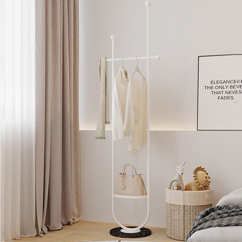 Modern Minimalist Round U-Shaped Wrought Iron Stone Slab Hall Tree 1-Storage For Bedroom