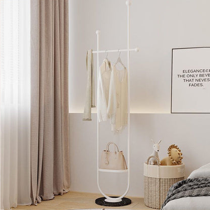 Modern Minimalist Round U-Shaped Wrought Iron Stone Slab Hall Tree 1-Storage For Bedroom