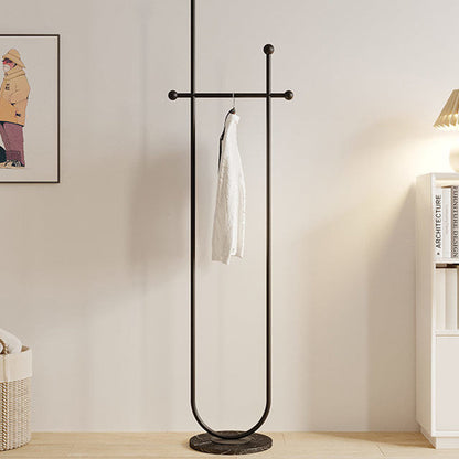 Modern Minimalist Round U-Shaped Wrought Iron Stone Slab Hall Tree 1-Storage For Bedroom