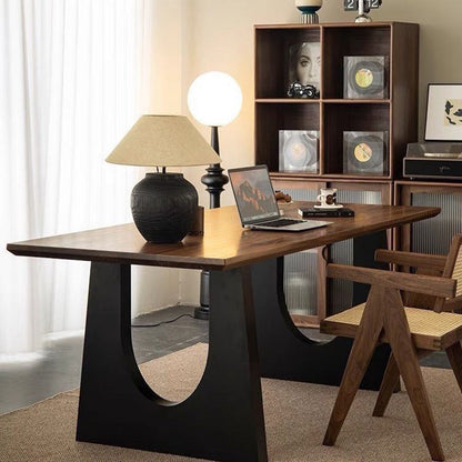 Modern Minimalist Rectangular U-Shaped Pine Wrought Iron Carbon Steel Dining Table For 6/8 Seats