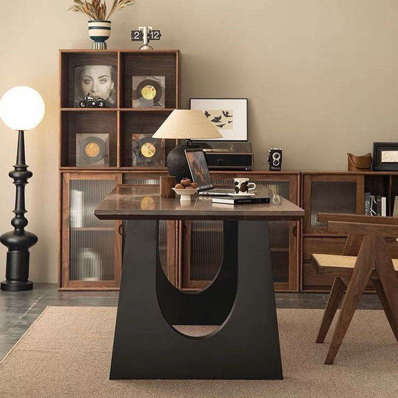 Modern Minimalist Rectangular U-Shaped Pine Wrought Iron Carbon Steel Dining Table For 6/8 Seats