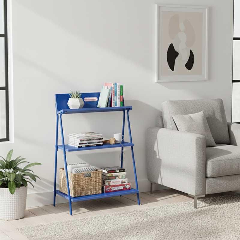 Modern Minimalist Rectangular Carbon Steel MDF Display Rack 3-Tier For Living Room