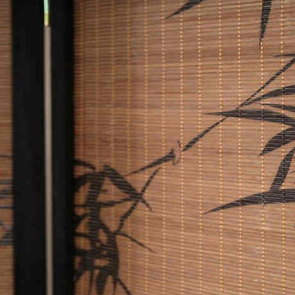 Traditional Chinese Rectangular Bamboo Pattern Solid Wood Bamboo Room Divider For Living Room