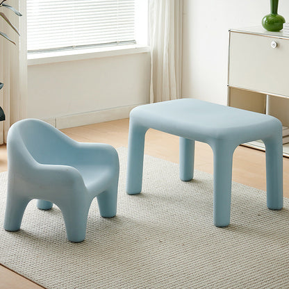Modern Minimalist Rectangular PE Kids Desk & Chair Set For Bedroom & Living Room