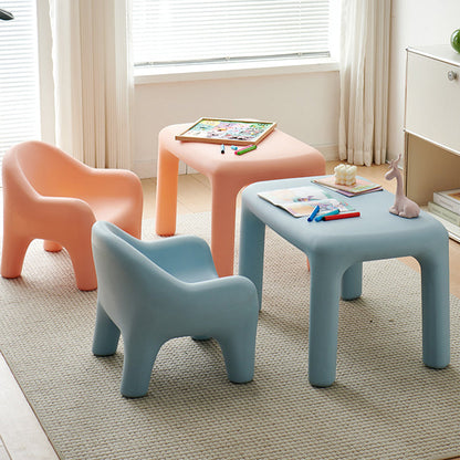 Modern Minimalist Rectangular PE Kids Desk & Chair Set For Bedroom & Living Room