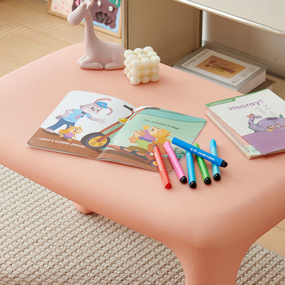 Modern Minimalist Rectangular PE Kids Desk & Chair Set For Bedroom & Living Room