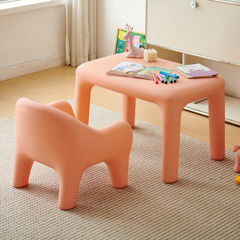 Modern Minimalist Rectangular PE Kids Desk & Chair Set For Bedroom & Living Room