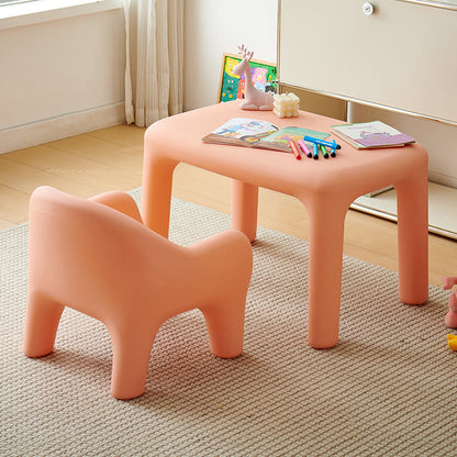 Modern Minimalist Rectangular PE Kids Desk & Chair Set For Bedroom & Living Room
