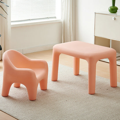 Modern Minimalist Rectangular PE Kids Desk & Chair Set For Bedroom & Living Room