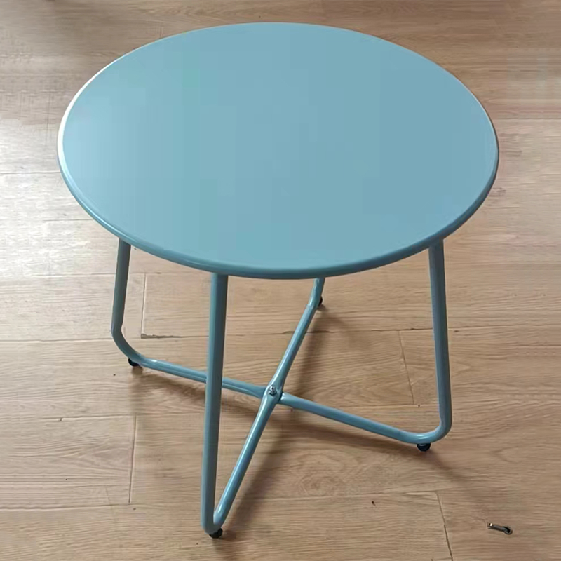 Modern Minimalist Round Iron Coffee Table 1-Tier For Living Room