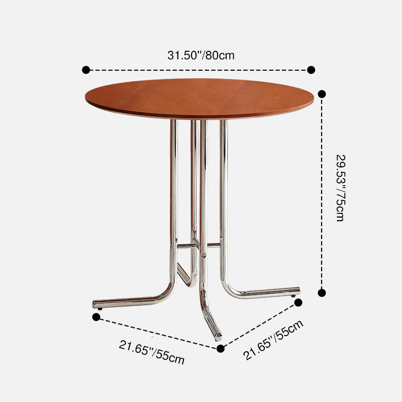 Modern Minimalist Round Bent-tube Plywood Wrought Iron Dining Table For 2 Seats