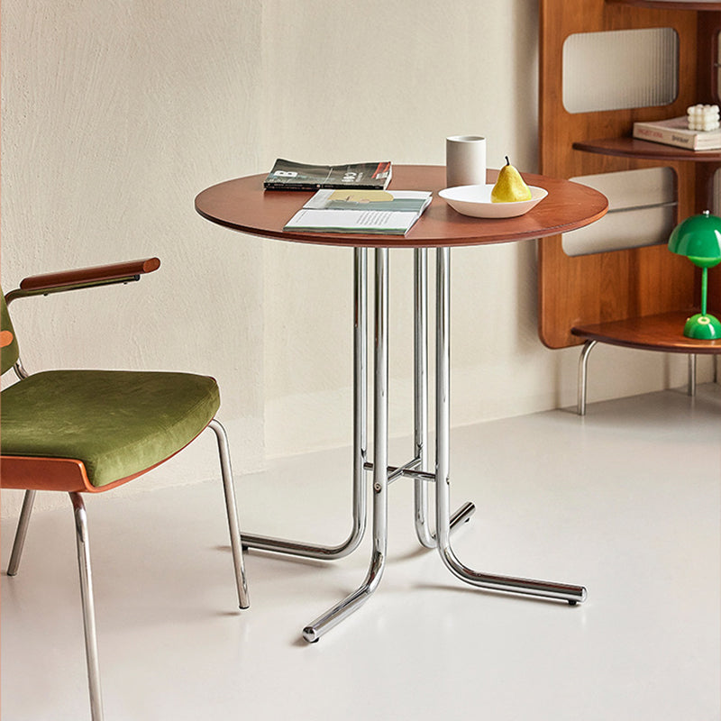 Modern Minimalist Round Bent-tube Plywood Wrought Iron Dining Table For 2 Seats