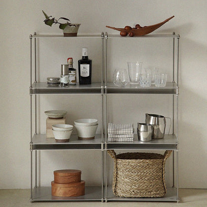 Modern Minimalist Square Stainless Steel Stackable Display Rack 2-Tier For Living Room