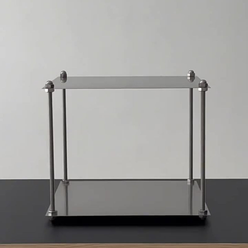 Modern Minimalist Square Stainless Steel Stackable Display Rack 2-Tier For Living Room