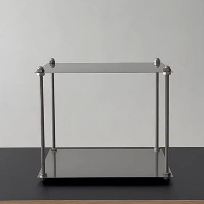 Modern Minimalist Square Stainless Steel Stackable Display Rack 2-Tier For Living Room