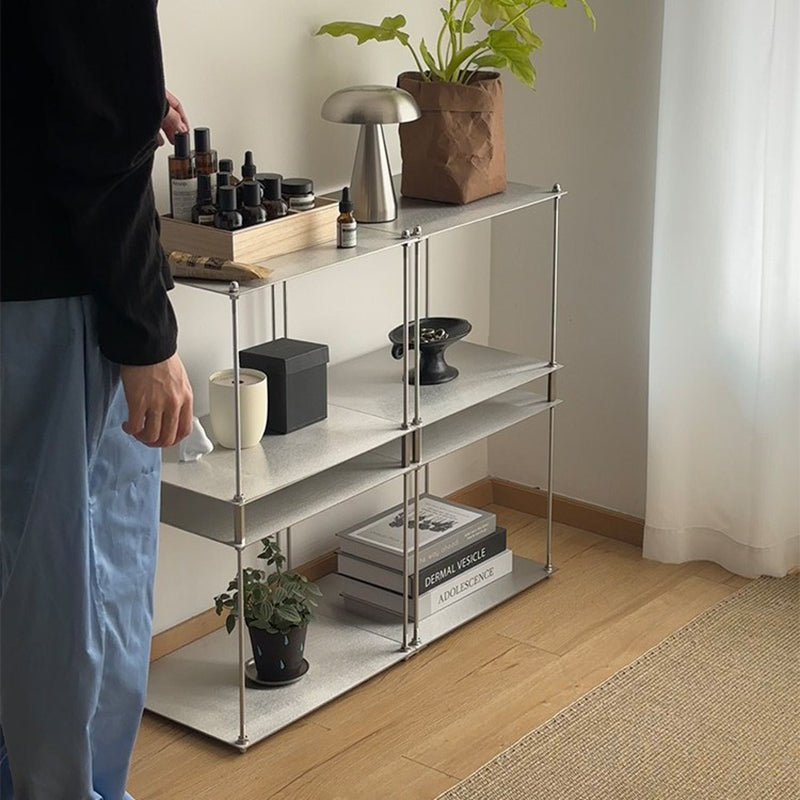 Modern Minimalist Square Stainless Steel Stackable Display Rack 2-Tier For Living Room