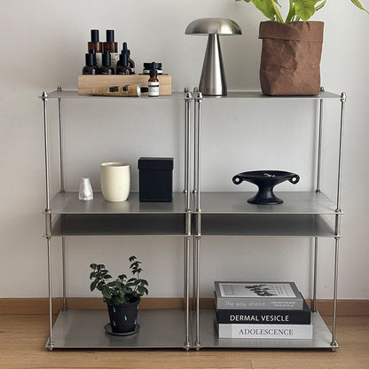 Modern Minimalist Square Stainless Steel Stackable Display Rack 2-Tier For Living Room