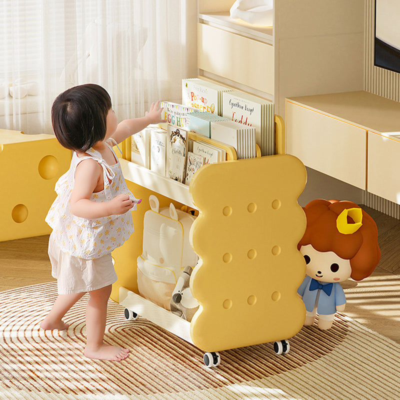 Contemporary Creative Cheese Design Plastic Movable Kids Adjustable Divider Bookshelf 2-Tier For Bedroom