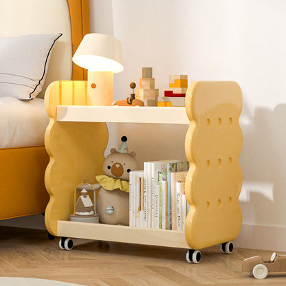 Contemporary Creative Cheese Design Plastic Movable Kids Adjustable Divider Bookshelf 2-Tier For Bedroom
