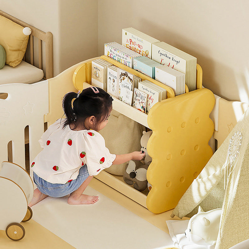 Contemporary Creative Cheese Design Plastic Movable Kids Adjustable Divider Bookshelf 2-Tier For Bedroom