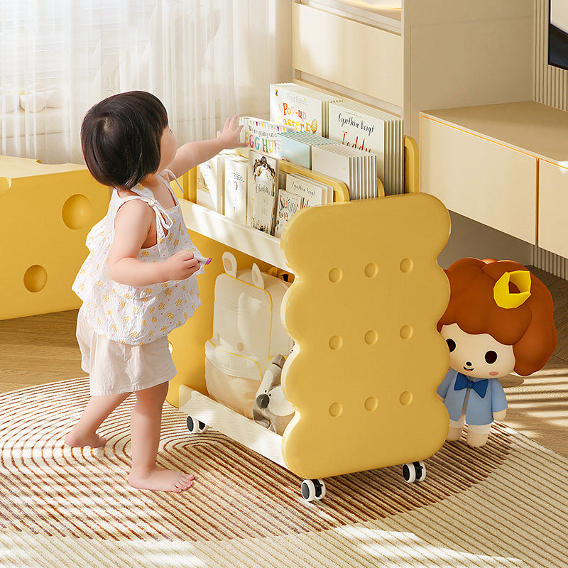 Contemporary Creative Cheese Design Plastic Movable Kids Adjustable Divider Bookshelf 2-Tier For Bedroom