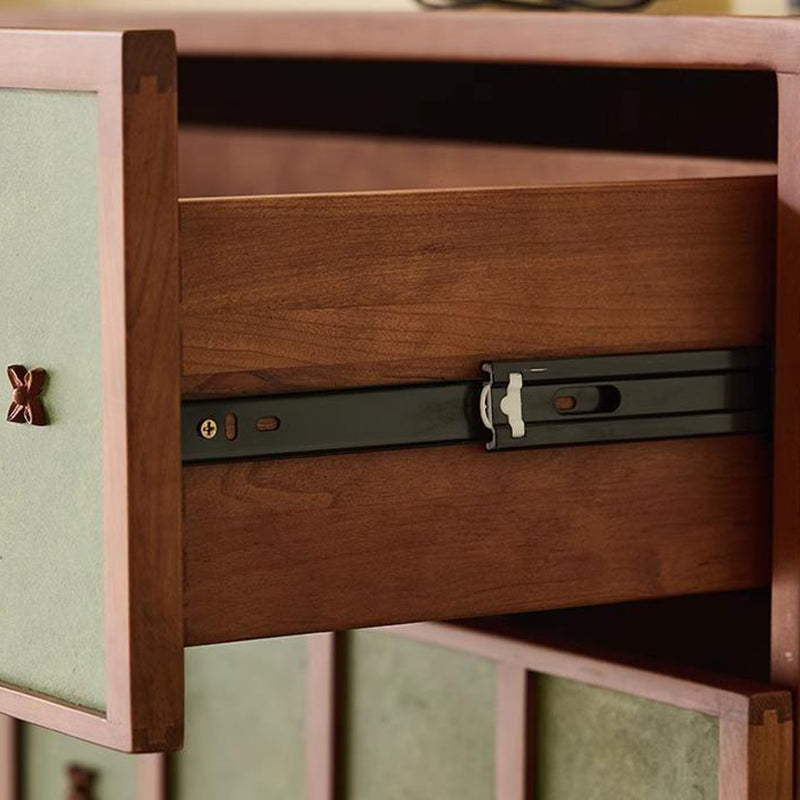 Contemporary Retro Cherry Wood Rectangular Storage Cabinet With 4 Drawers For Living Room