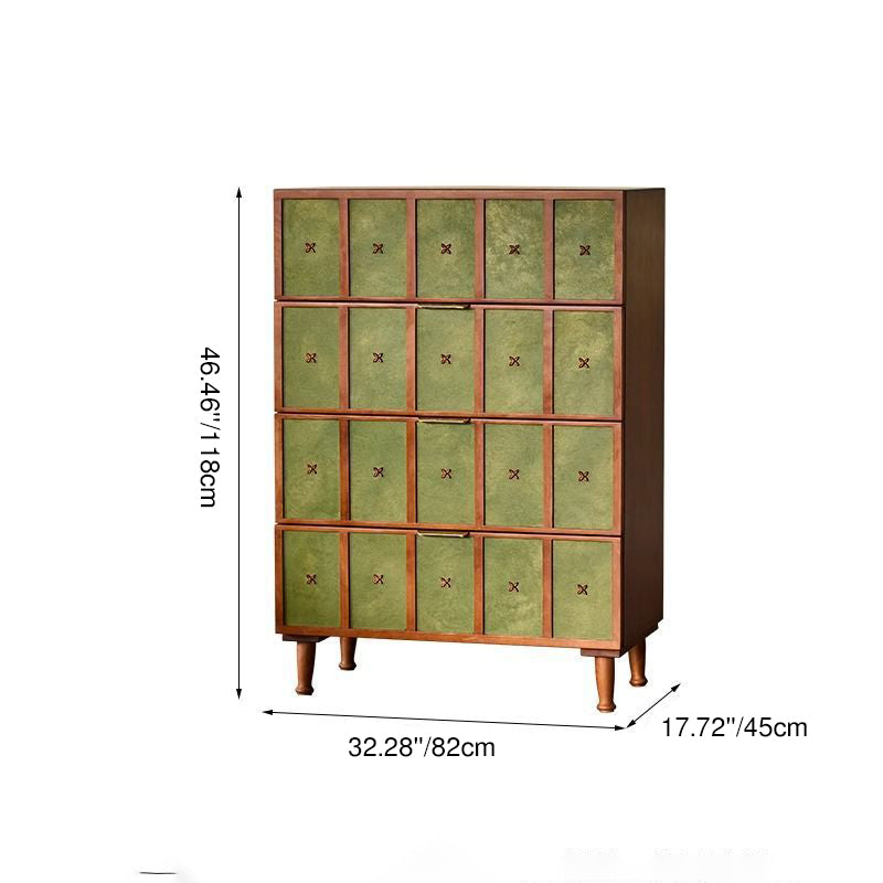 Contemporary Retro Cherry Wood Rectangular Storage Cabinet With 4 Drawers For Living Room