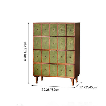 Contemporary Retro Cherry Wood Rectangular Storage Cabinet With 4 Drawers For Living Room