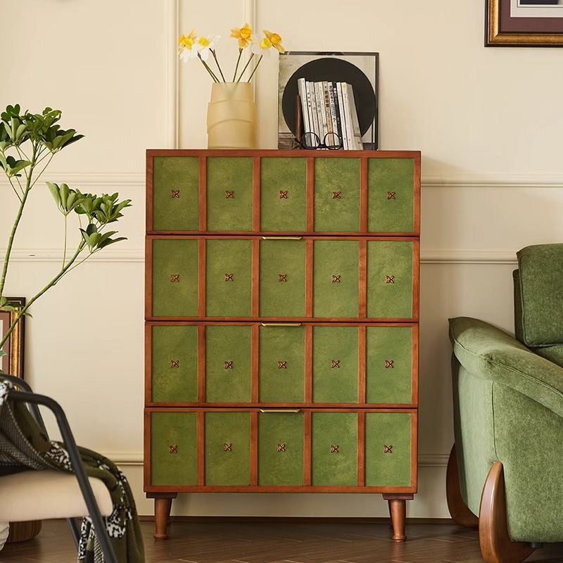 Contemporary Retro Cherry Wood Rectangular Storage Cabinet With 4 Drawers For Living Room