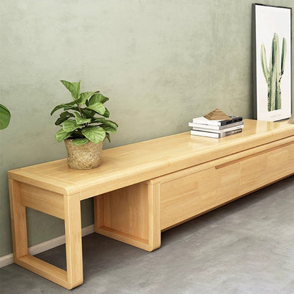 Modern Minimalist Solid Wood Rectangular Extendable TV Stand With 3-Drawer Storage For Living Room