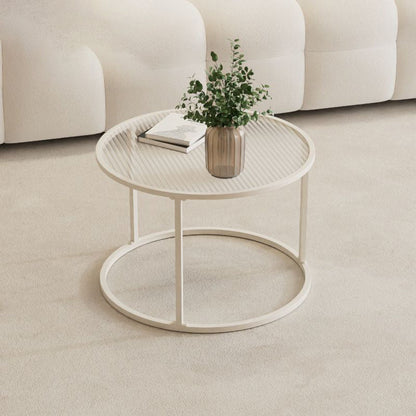 Modern Minimalist Tempered Glass Iron Round Nesting Coffee Table Set For Living Room