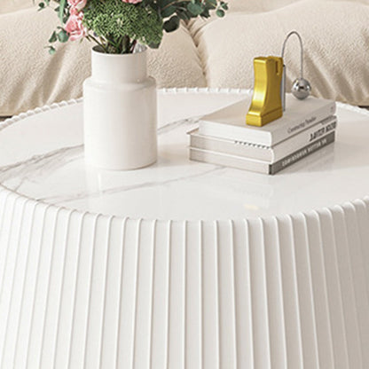 Modern Minimalist PU Leather & Sintered Stone Iron Solid Wood Plywood Diamond/Round-Shaped Coffee Table For Living Room
