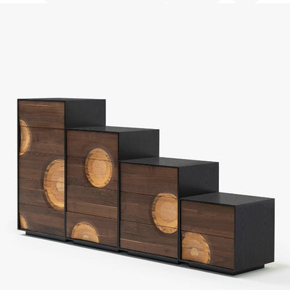 Contemporary Creative Solid Wood & Plywood Rectangular Storage Cabinet With 2/3/4/5 Drawers For Living Room