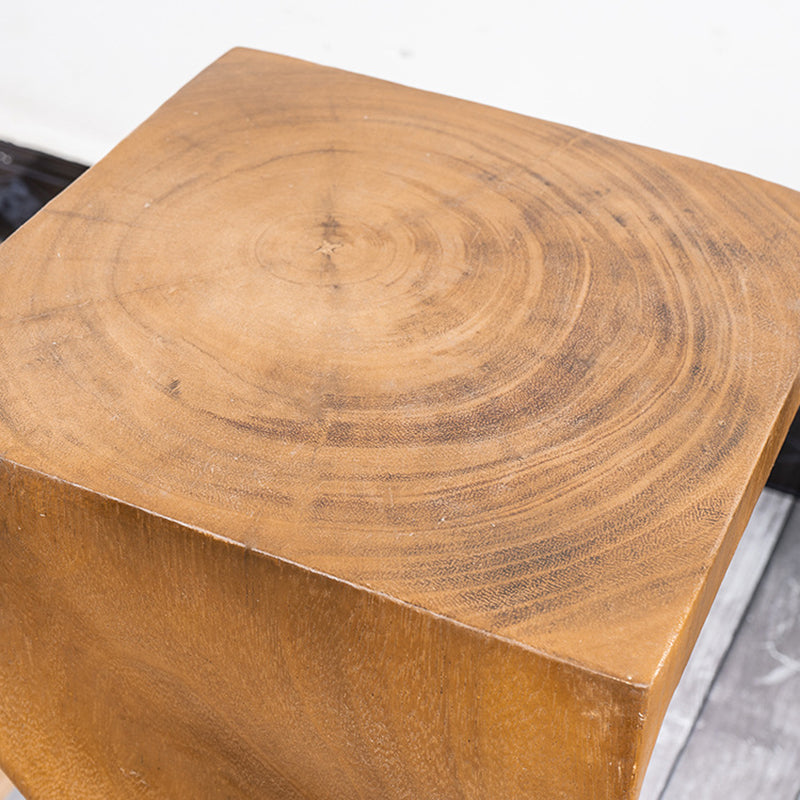 Contemporary Creative Solid Wood Square Side Table With Sculptural Lines For Living Room