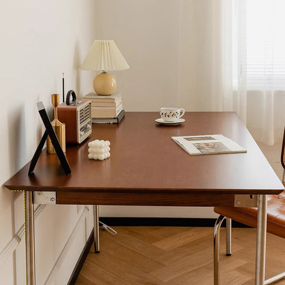 Modern Minimalist Pine & Stainless Steel Rectangular Dining Table For 4/6/8 Seats